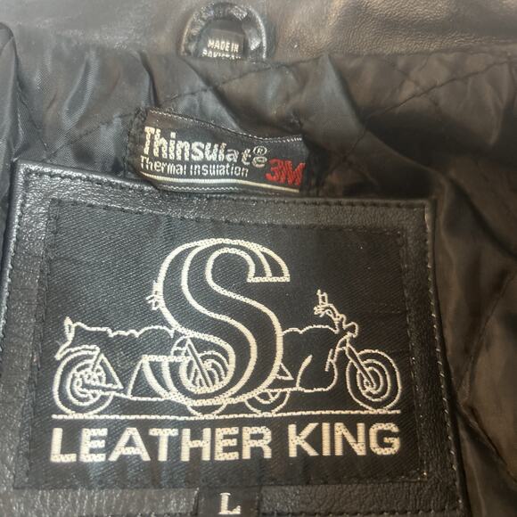 Shaf Leather Jacket Men’s L 42 Motorcycle Moto Biker Style Grunge Rock VTG 80's - Picture 7 of 15